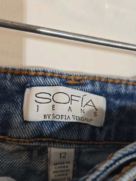 Sofia by sofia vergara Distressed High-Rise Denim Shorts - Blue Size 12 - Picture 2 of 10